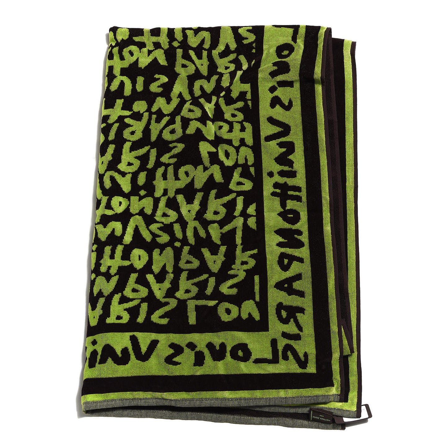 Cotton Monogram Graffiti Beach Towel Green