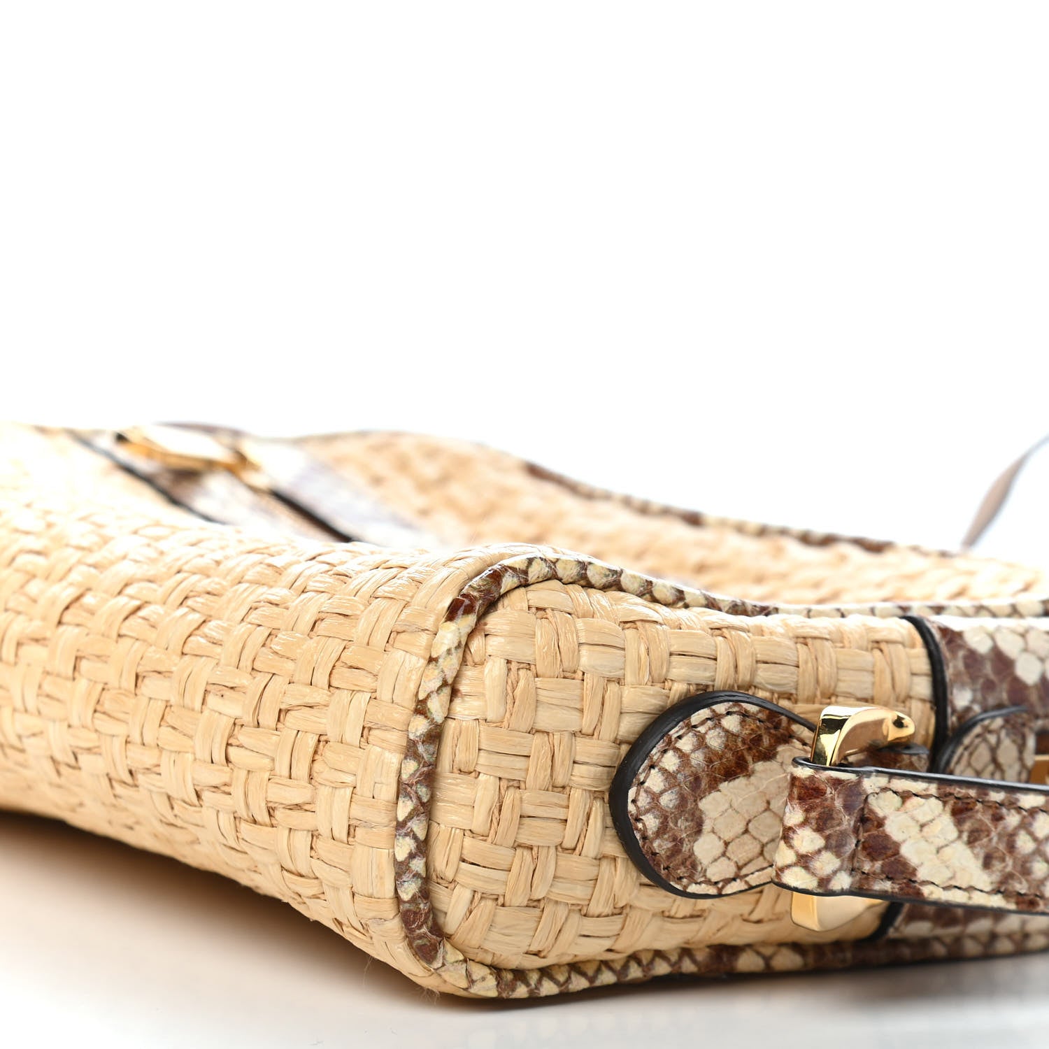 Gucci Raffia Elaphe Mini Ophidia Shoulder Bag Natural Cream Brown 9 of 9