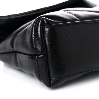 Saint Laurent Lambskin Quilted Toy Loulou Puffer Monogram Chain Satchel Black 8 of 10