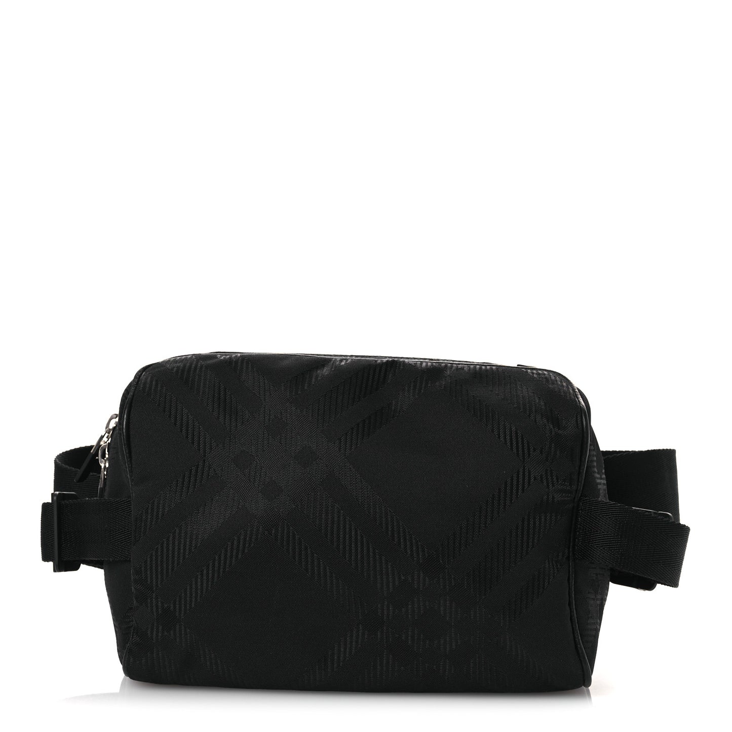 Nylon Jacquard Check Belt Bag Black