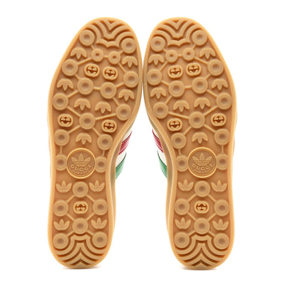 Gucci X ADIDAS Suede Madeira Demetra Mens Gazelle Sneakers 9.5 Oatmeal White New Shamarock Hibiscus Red 5 of 8