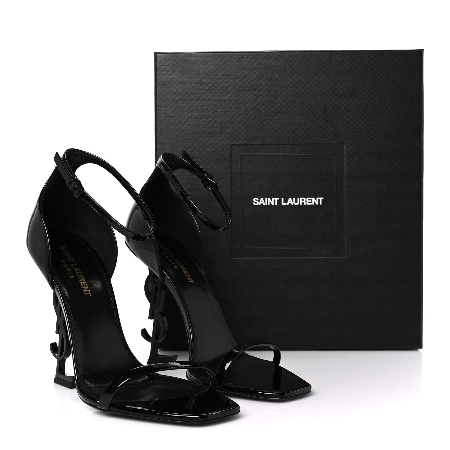 Saint Laurent Patent Calfskin Opyum 110 Sandals 39 Black 10 of 10