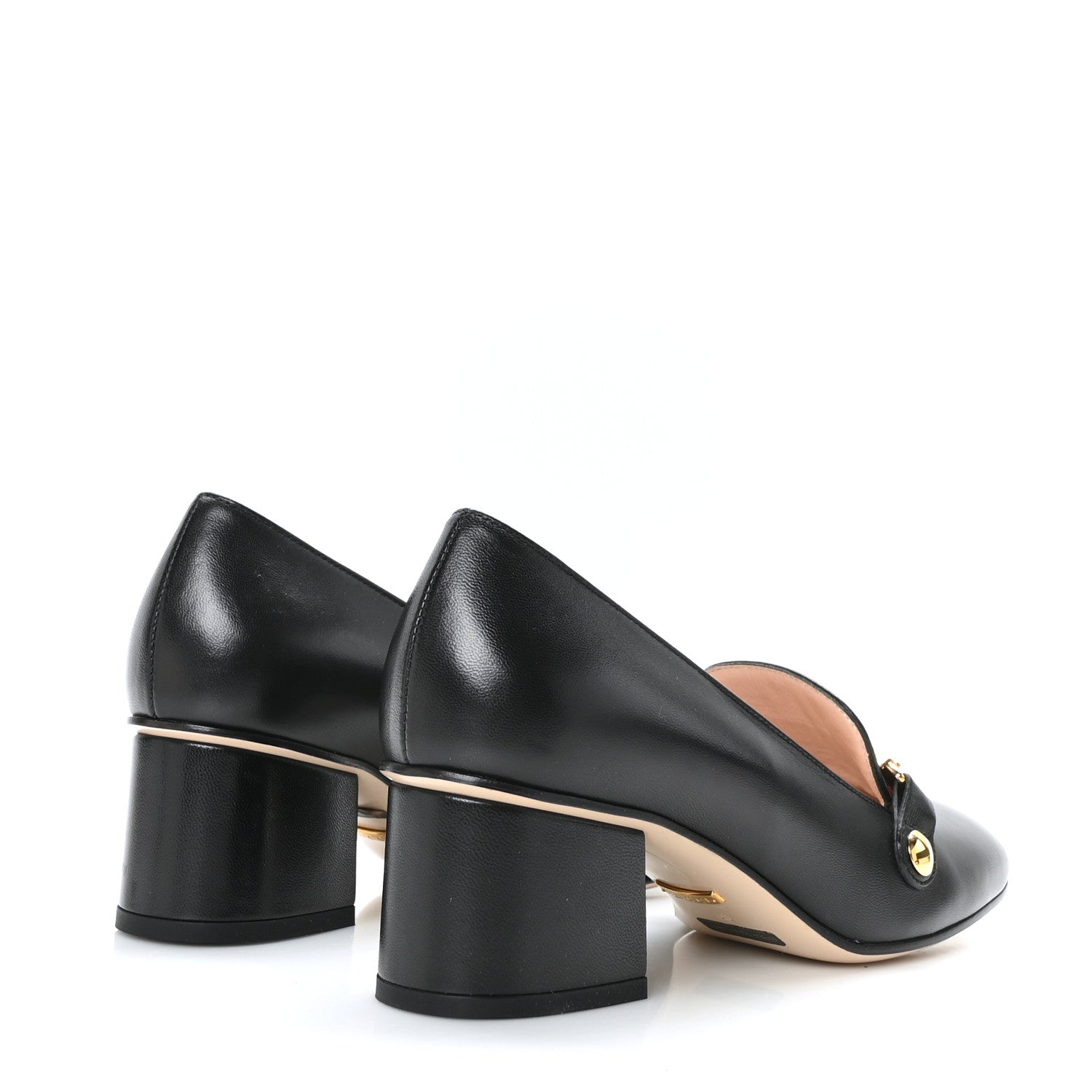 Gucci Malaga Kid Sylvie Web Chain Mid Heel Loafers 36 Black 4 of 7