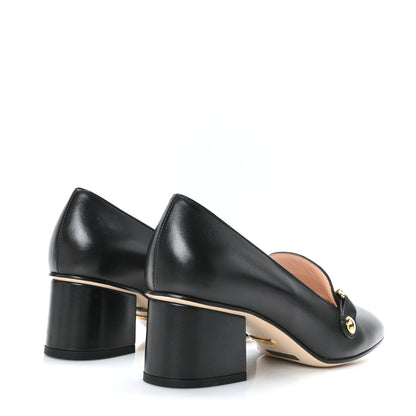 Gucci Malaga Kid Sylvie Web Chain Mid Heel Loafers 36 Black 4 of 7
