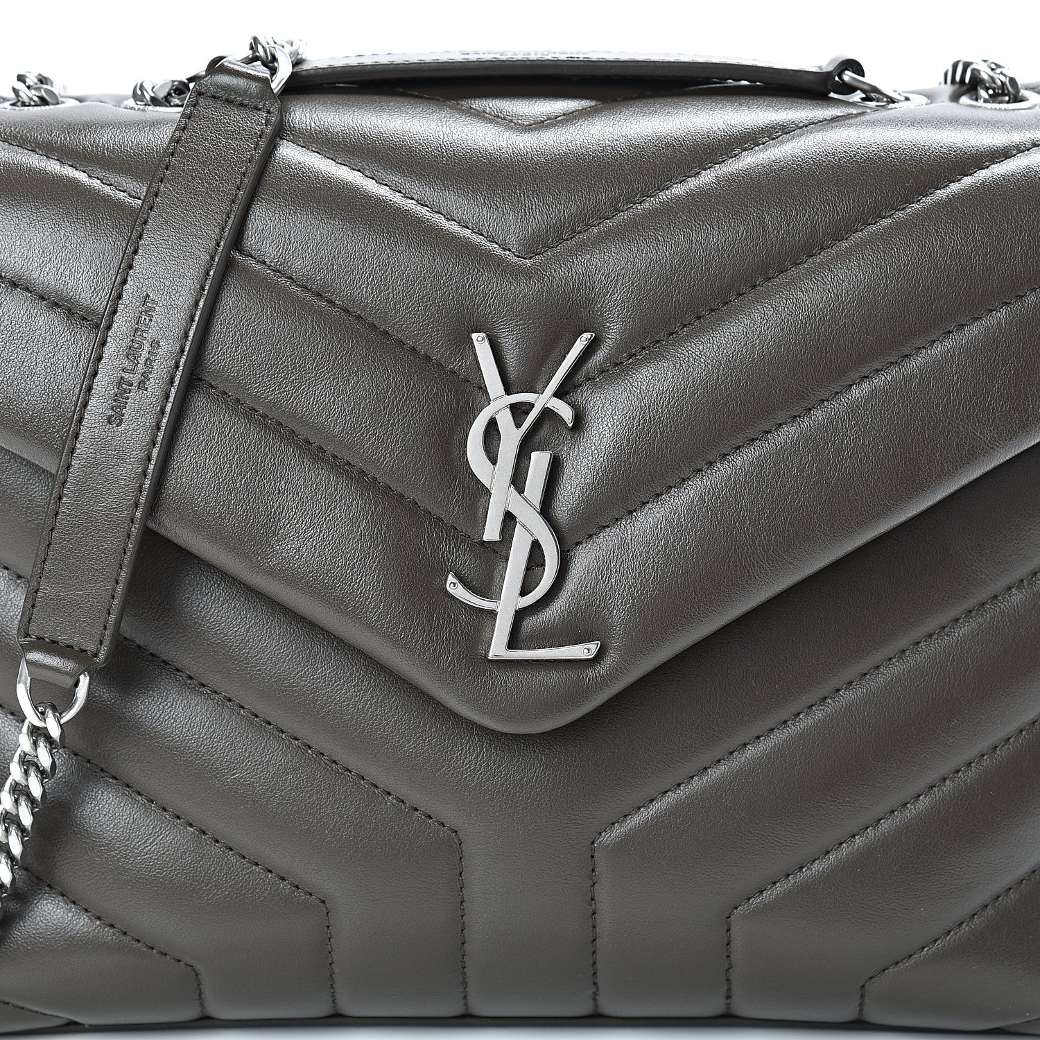 Saint Laurent Calfskin Y Quilted Monogram Small Loulou Chain Satchel Faggio 9 of 13