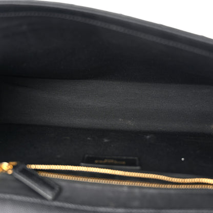 Saint Laurent Grain De Poudre Matelasse Chevron Large Monogram Satchel Black 5 of 11