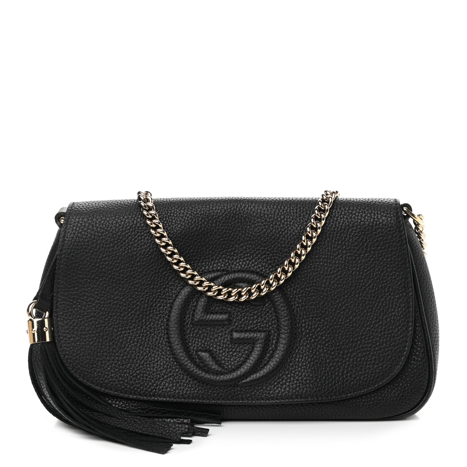 Gucci Pebbled Calfskin Medium Soho Flap Crossbody Black 1 of 10