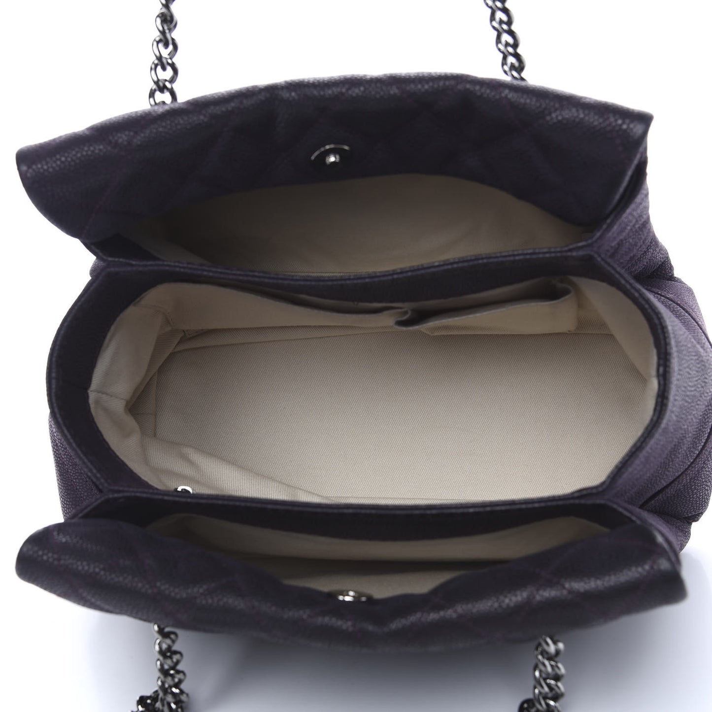 Iridescent Caviar Quilted Lady Pearly Tote Purple