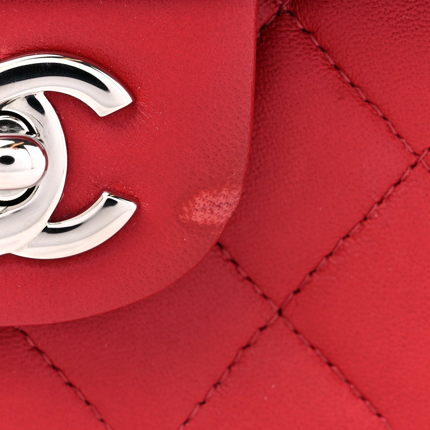 Lambskin Quilted Mini Rectangular Flap Red