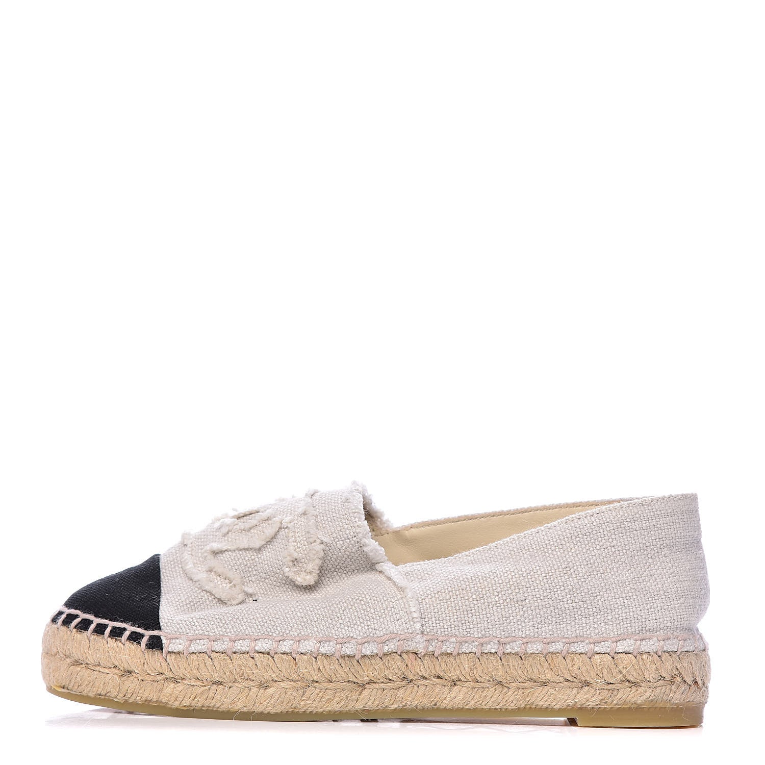 Chanel Linen CC Espadrilles 35 Beige Black 1 of 12