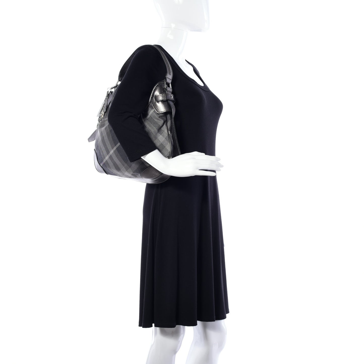 Shimmer Check Small Brooklyn Hobo Grey