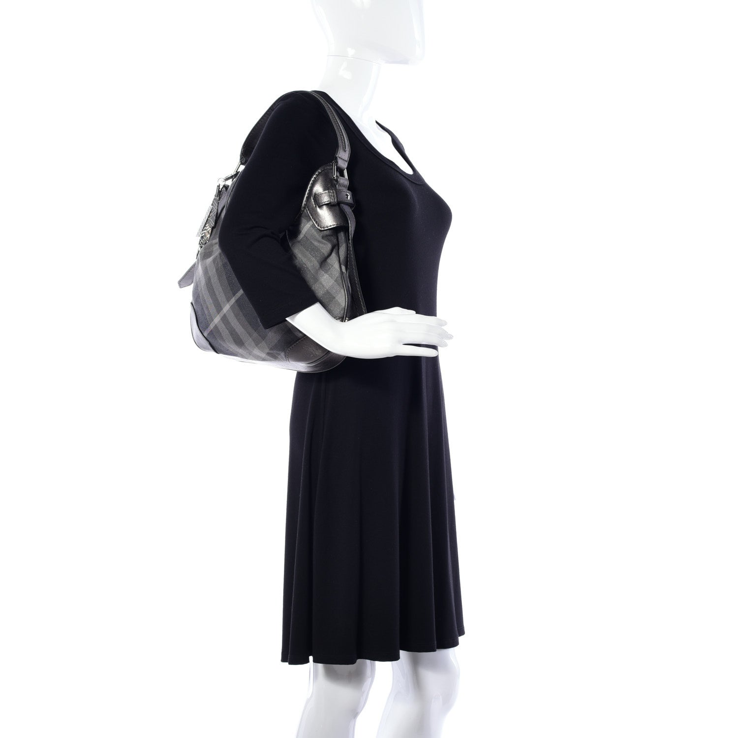 Burberry Shimmer Check Small Brooklyn Hobo Grey 2 of 10