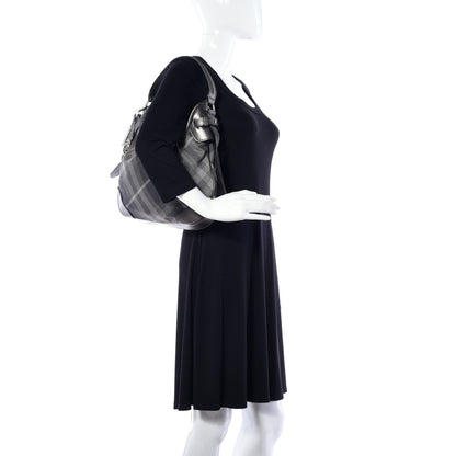 Burberry Shimmer Check Small Brooklyn Hobo Grey 2 of 10