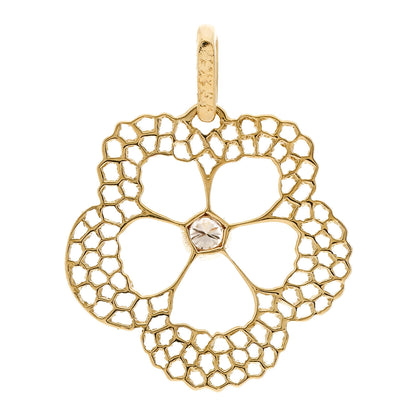 Buccellati 18K Yellow Gold Diamond Flower Pendant 3 of 4