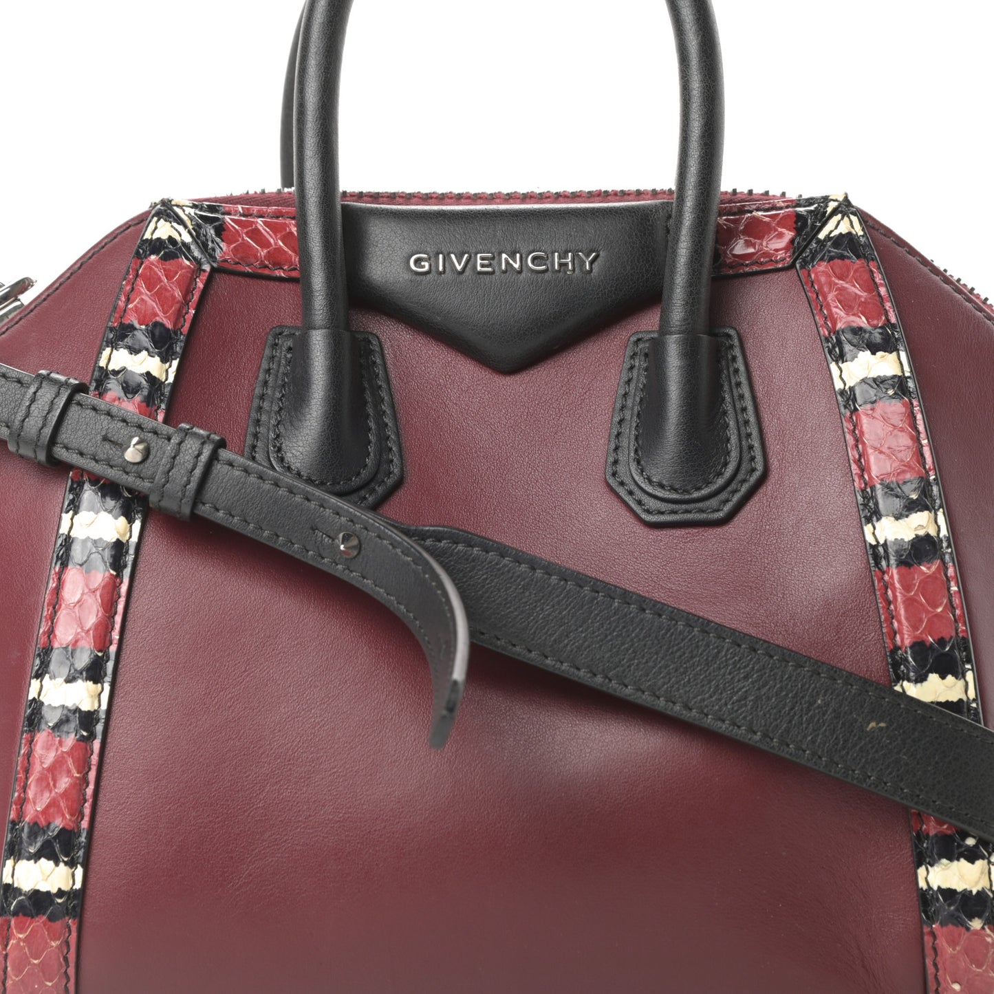 Smooth Calfskin Ayers Mini Bi-Color Antigona Wine Black