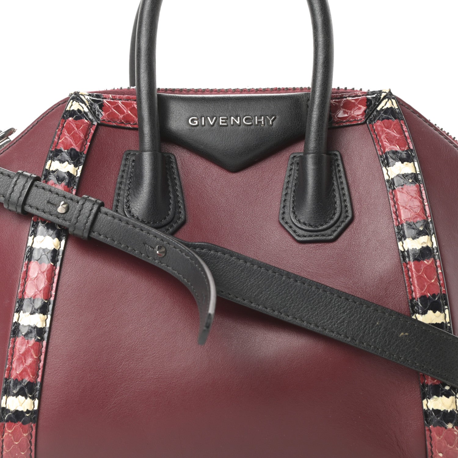 Givenchy Smooth Calfskin Ayers Mini Bi-Color Antigona Wine Black 8 of 14