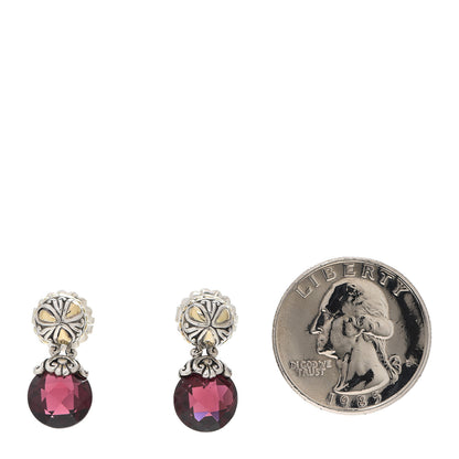 John Hardy Sterling Silver 18K Yellow Gold Rhodolite Garnet Drop Earrings 2 of 5