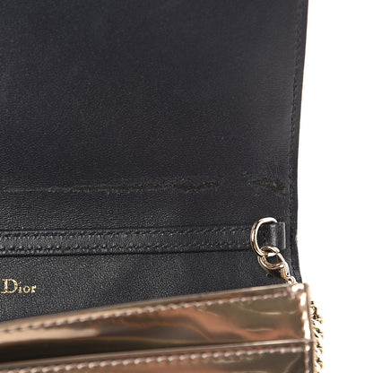 Christian Dior Metallic Patent Micro-Cannage Diorama Wallet on Chain Pouch Gold 6 of 9