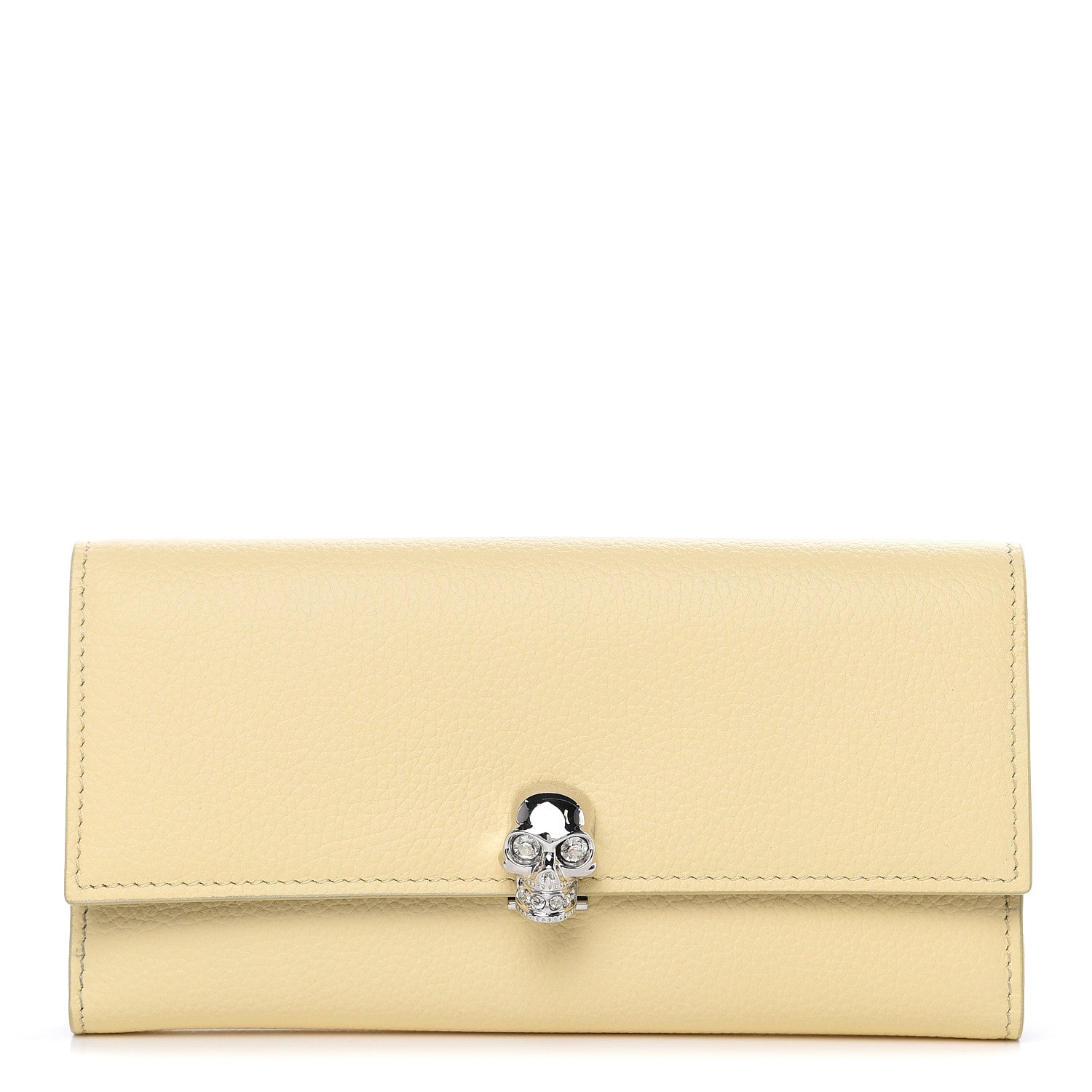 Alexander McQueen Calfskin Skull Continental Wallet Light Yellow 1 of 8