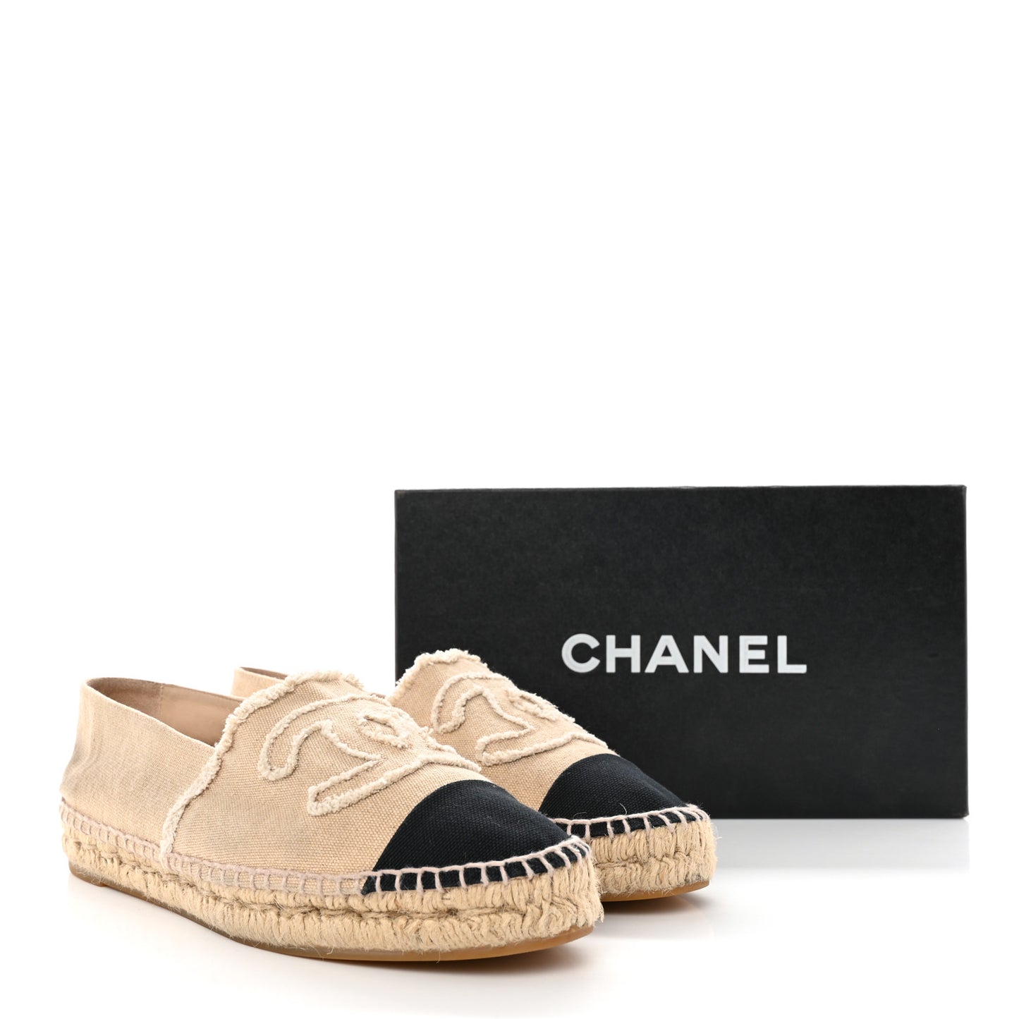 Linen CC Espadrilles 40 Beige Black