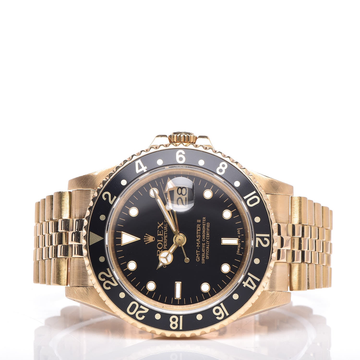 Rolex 18K Yellow Gold 40mm Oyster Perpetual Date GMT-Master II Watch Black 16718 3 of 6
