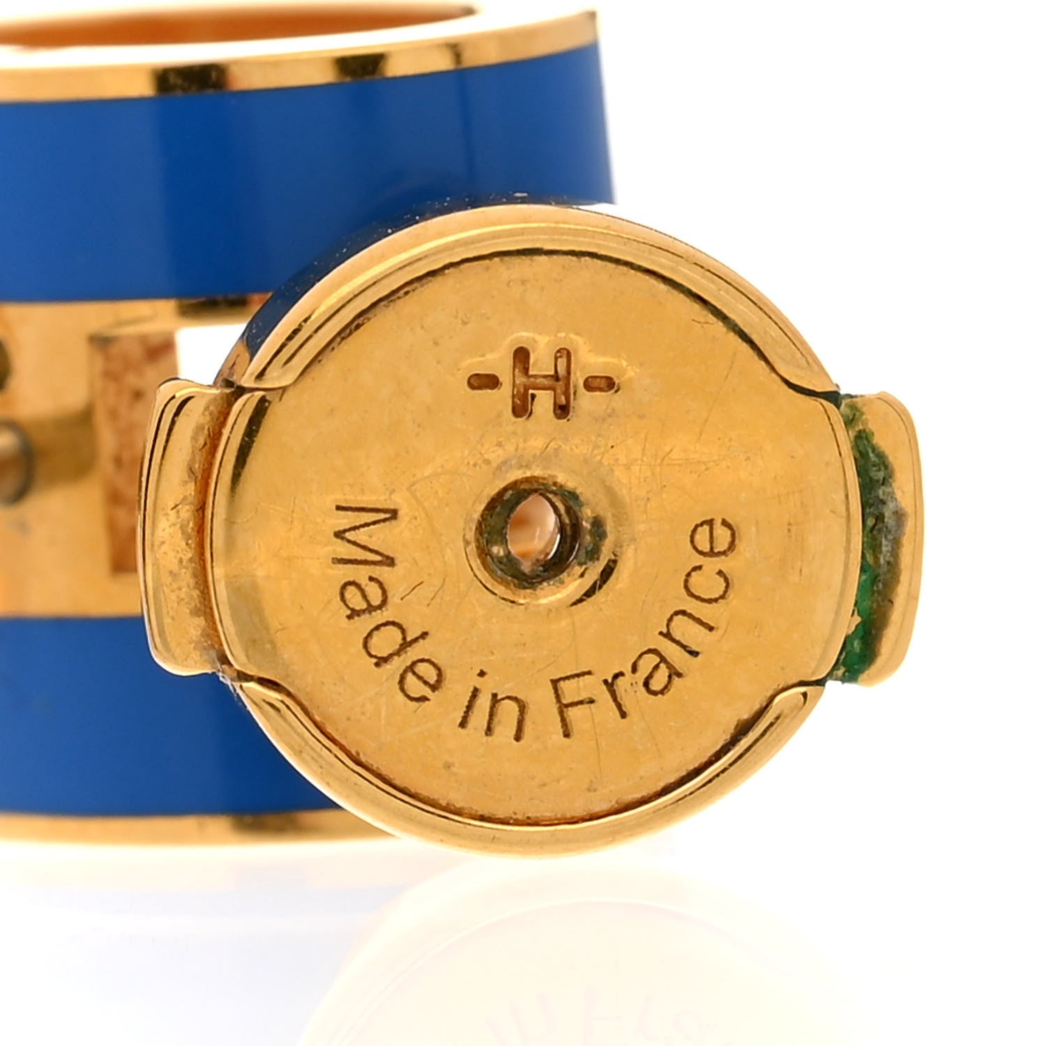 Hermes Gold Lacquered Pop H Earrings Bleu Sature 5 of 6