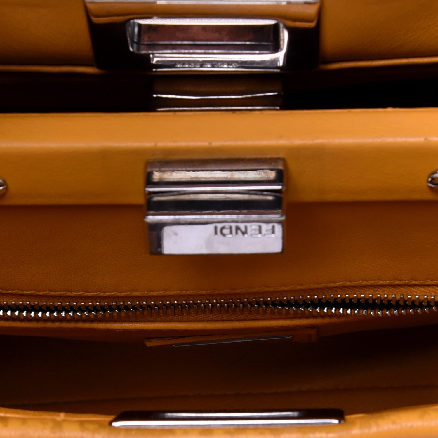 Fendi Nappa Mini Peekaboo Iconic Satchel Giallo Syrup 23 of 25