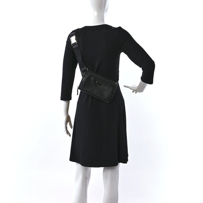 Prada Saffiano Travel Double Zip Crossbody Belt Bag Black 2 of 9