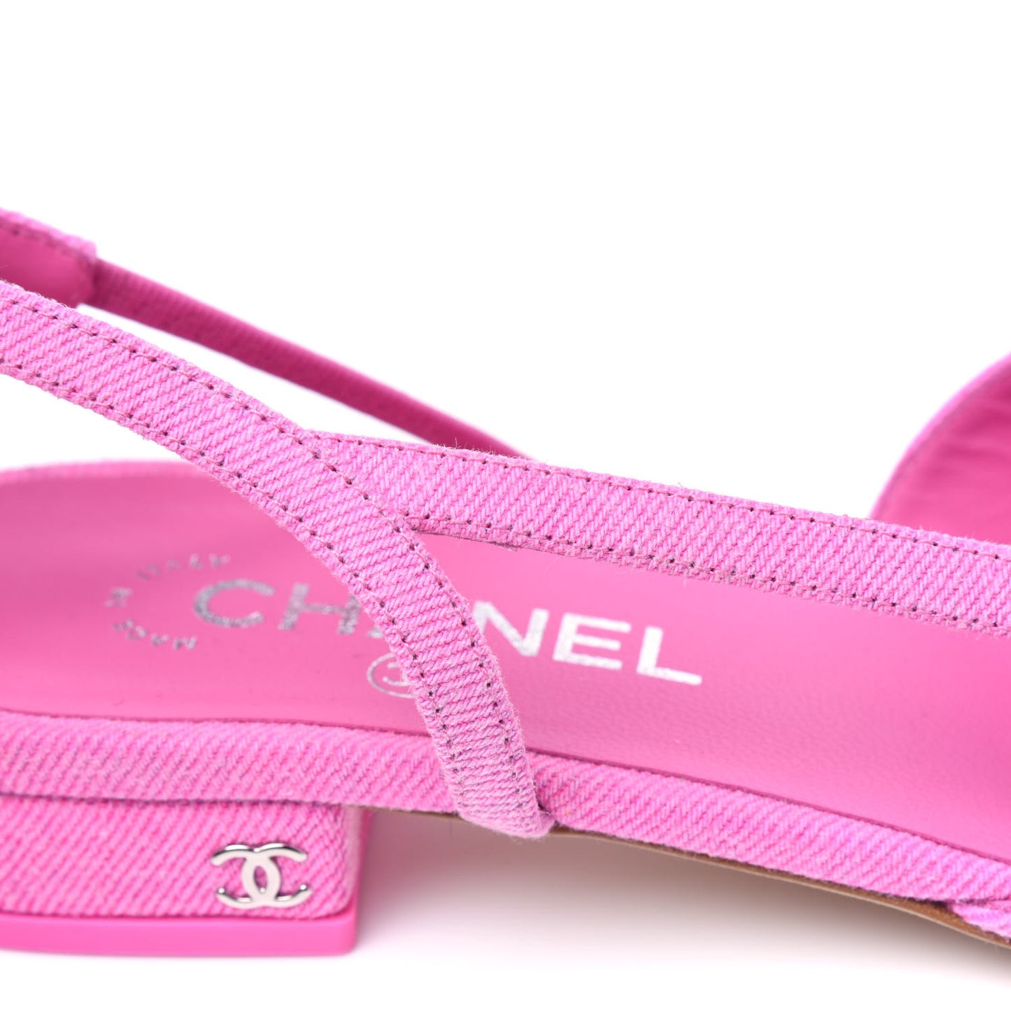 Denim Cap Toe CC Slingback Flats 40 Neon Pink
