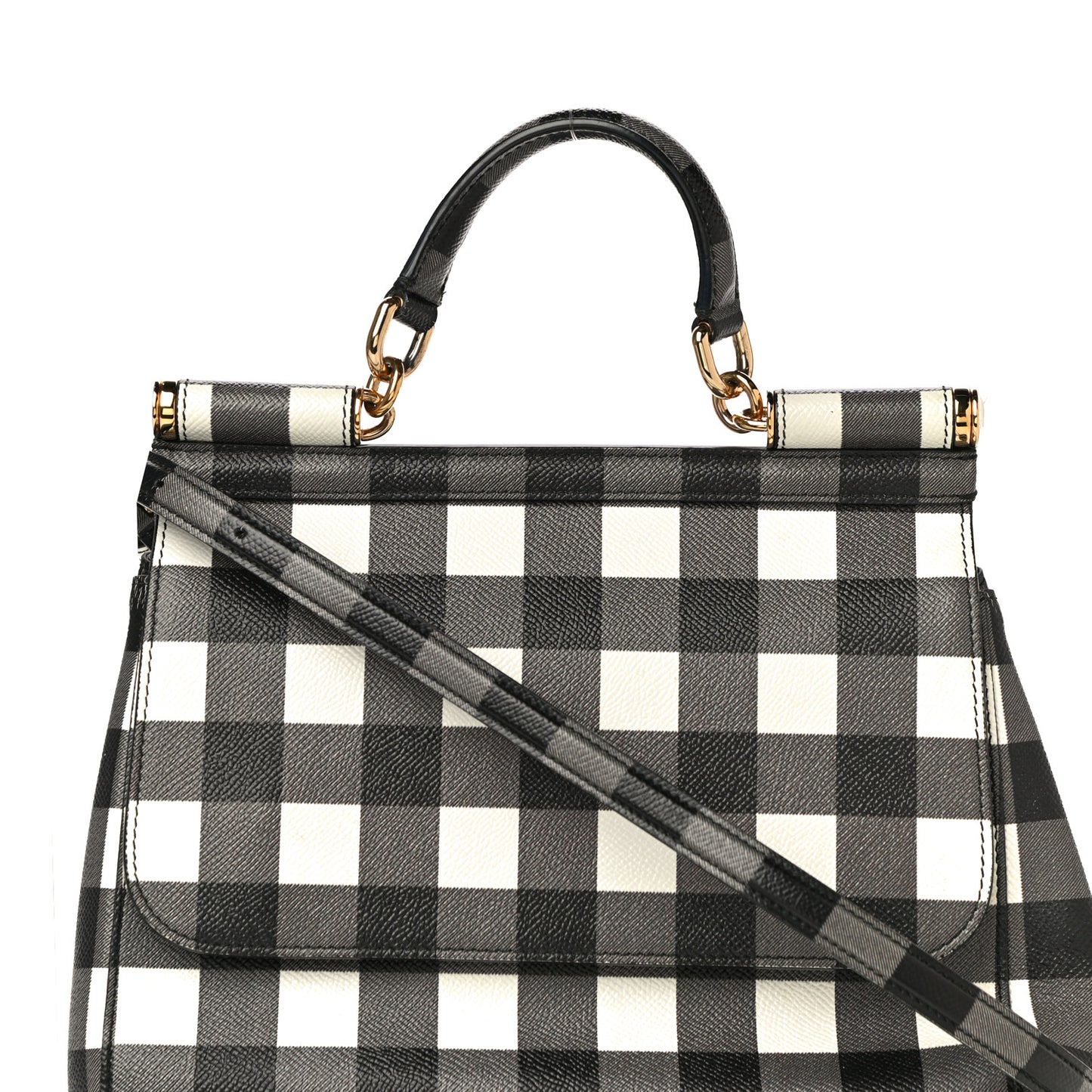Dauphine Print Checker Medium Miss Sicily Satchel Black White