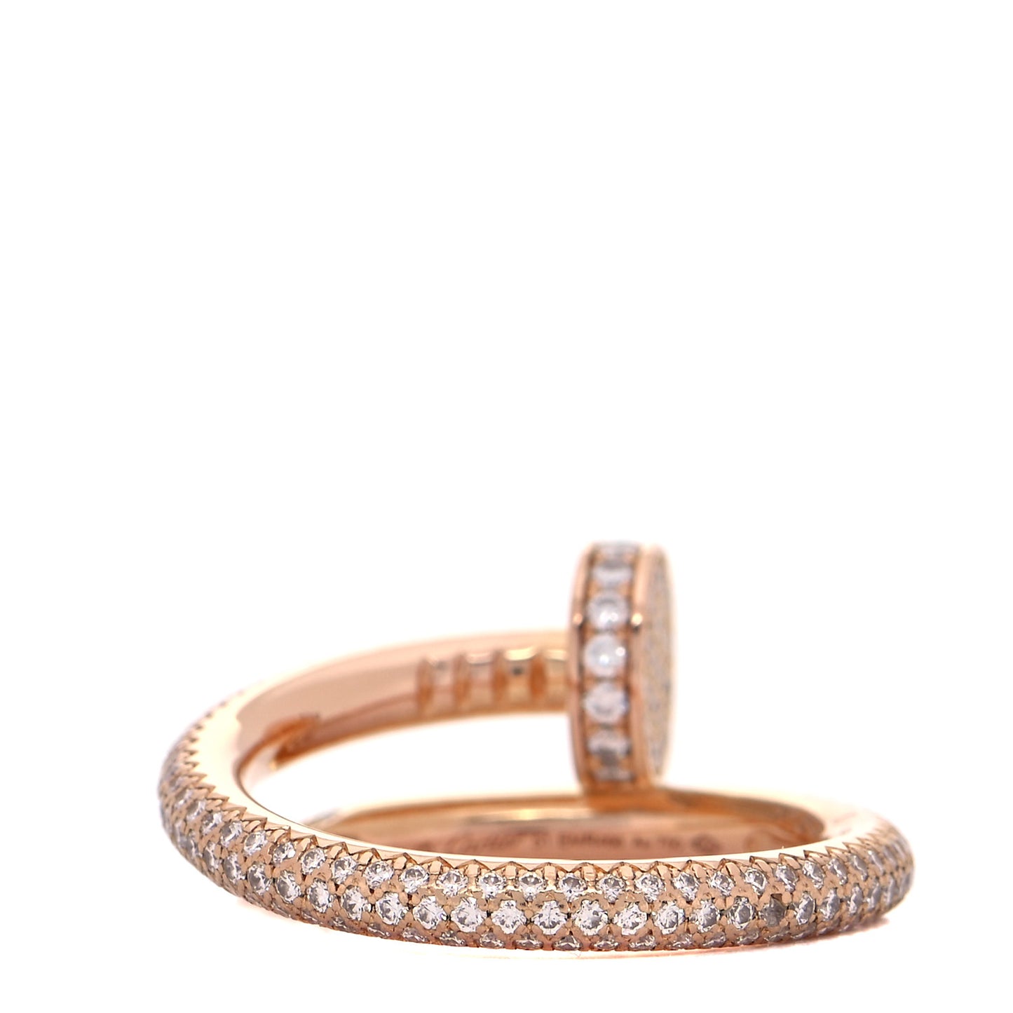 18K Pink Gold Diamond Juste Un Clou Full Paved Ring 51 5.75