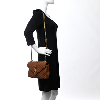 Saint Laurent Sheepskin Matelasse Chevron Monogram Medium College Bag Brick 2 of 10