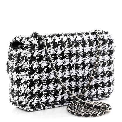 Chanel Sequin Mini Houndstooth Rectangular Flap Black White 3 of 11