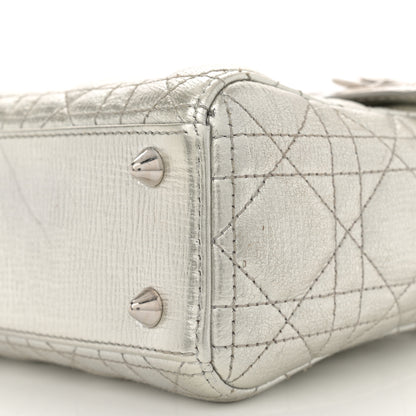 Christian Dior Metallic Grained Calfskin Cannage Small Lucky Badges My Lady Dior Silver 10 of 10