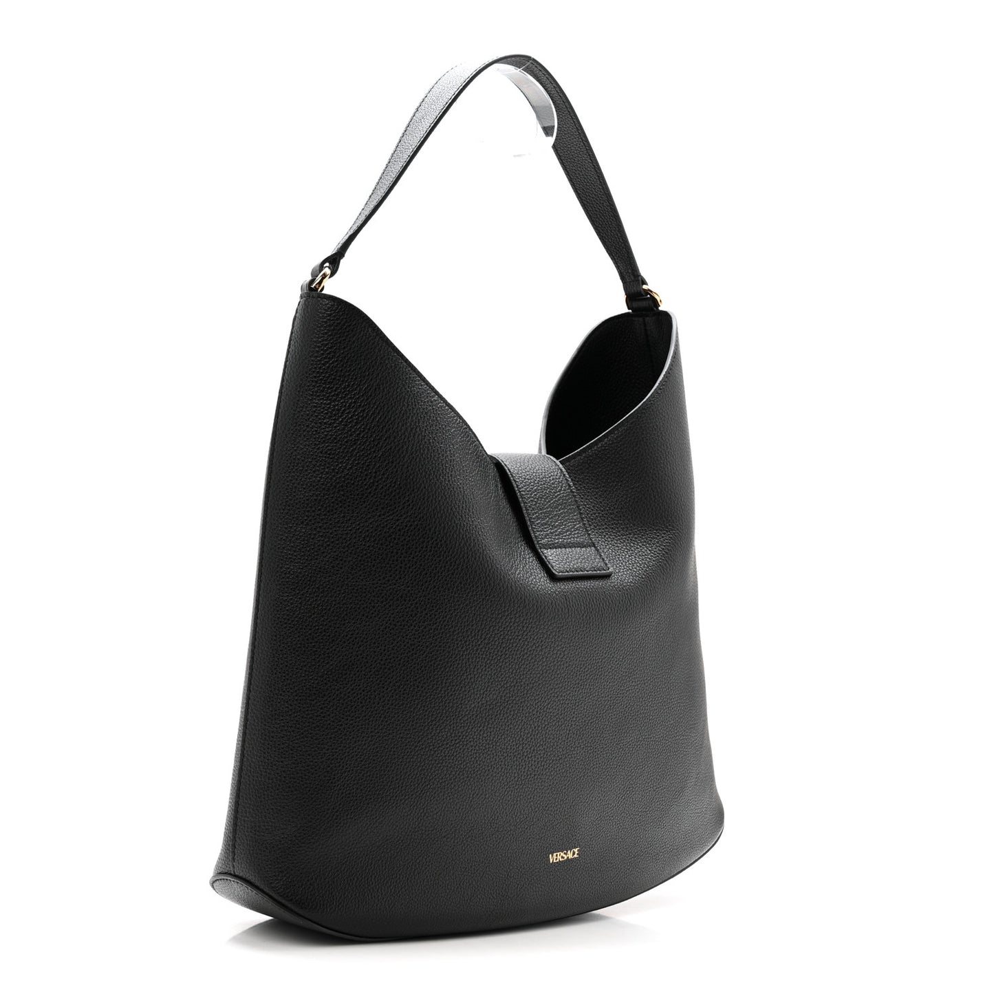 Grainy Calfskin Virtus Hobo Black