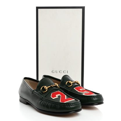 Gucci Calfskin Granada Kid Embroidered Mens Horsebit Loafers 8 Verde 8 of 8