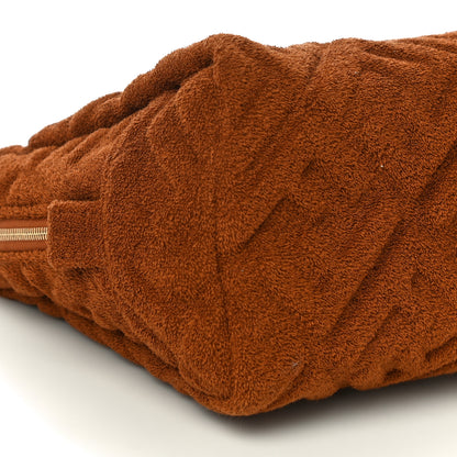 Fendi Terry Cloth Vitello Century Matte FF 1974 Embossed Medium Trapezoid Beauty Pouch Caramel 7 of 8