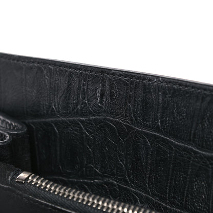 Saint Laurent Calfskin Crocodile Embossed Small Sac de Jour Black 12 of 15