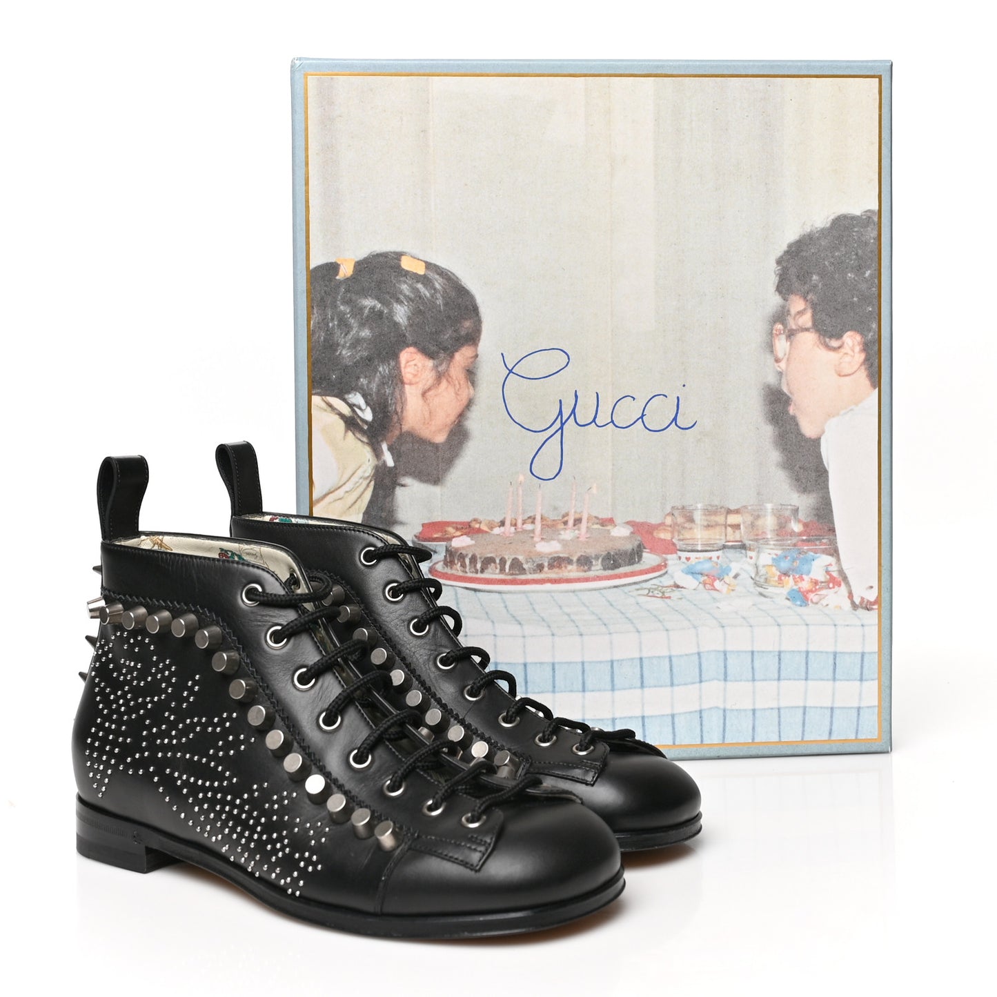 GG Calfskin Womens Brogue Jakarta Ankle Boots 38 Black
