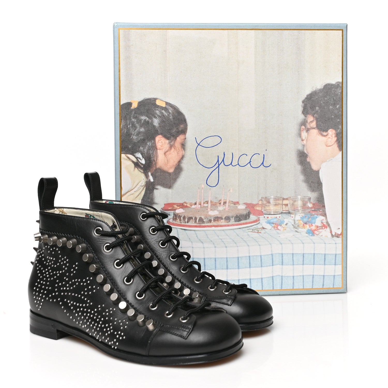 Gucci GG Calfskin Womens Brogue Jakarta Ankle Boots 38 Black 11 of 11
