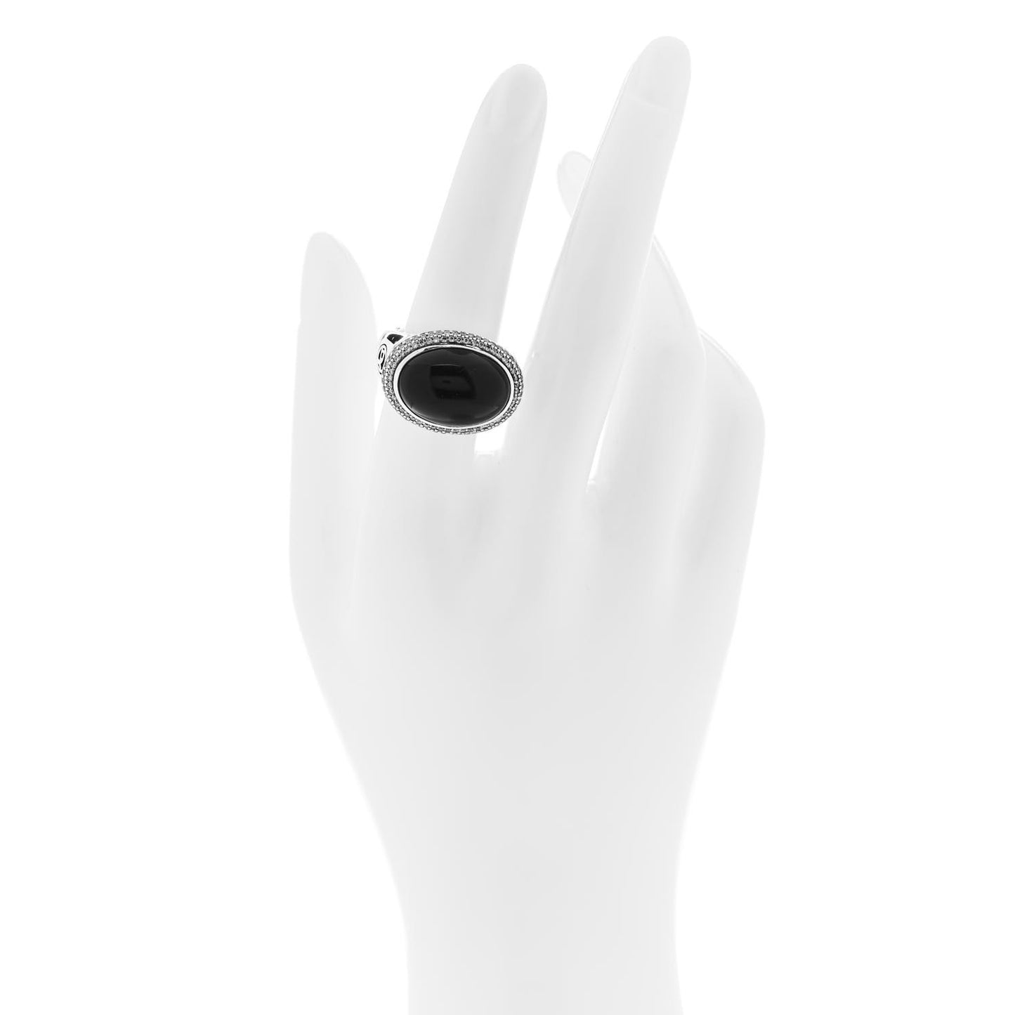 Sterling Silver Diamond Black Onyx Signature Oval Ring 54 7