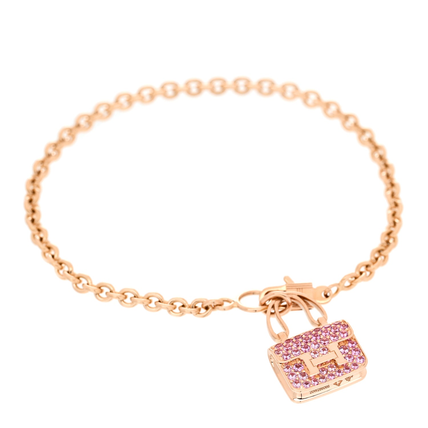 Hermes 18K Rose Gold Pink Sapphire Constance Amulettes Bracelet SH 1 of 5