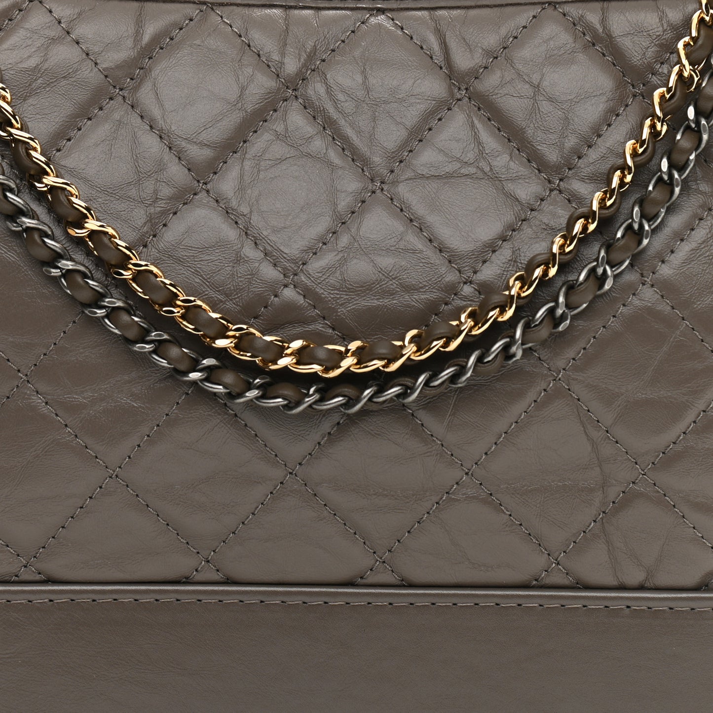 Aged Calfskin Quilted Medium Gabrielle Hobo Grey