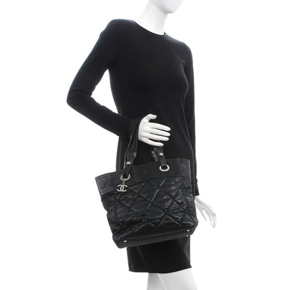 Chanel Coated Canvas Quilted Small Paris Biarritz Tote Black 2 of 15