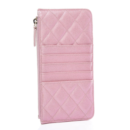 Chanel Iridescent Caviar Quilted Classic Flat Wallet Pouch Pink 2 of 9