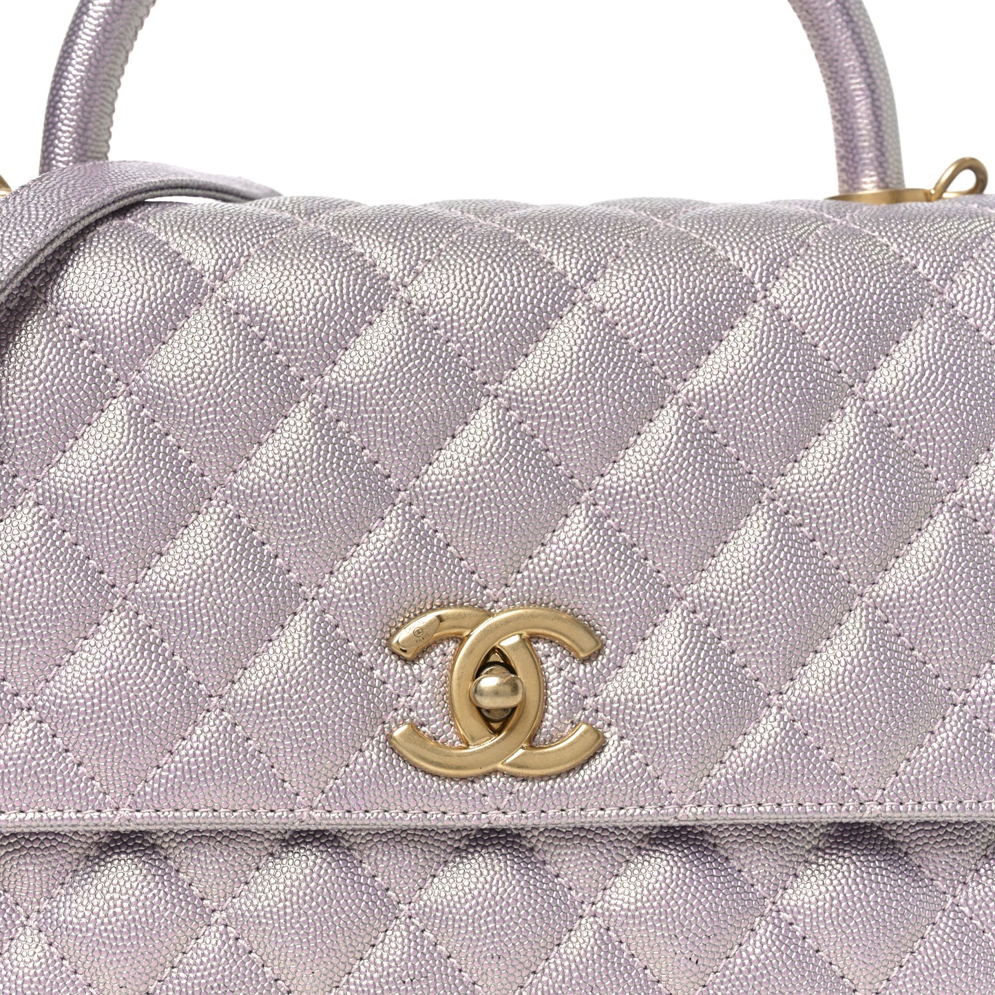 Metallic Caviar Quilted Small Coco Handle Flap Light Pink