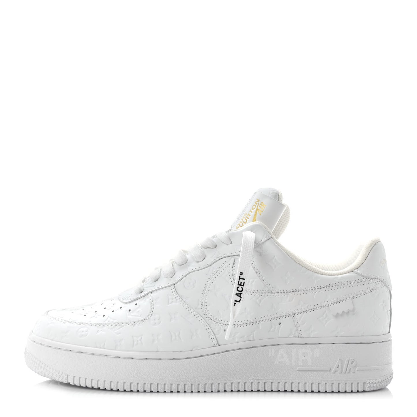 X NIKE AIR FORCE 1 Calfskin Monogram Mens Low Top Sneakers 9 White