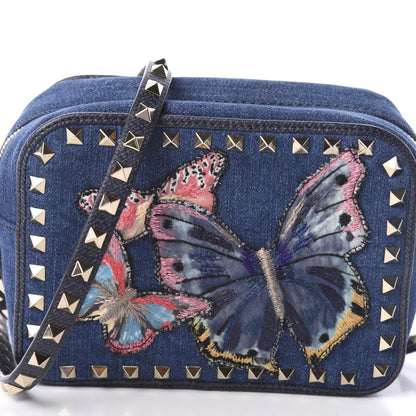 Valentino Garavani Denim Butterfly Embroidered Rockstud Camera Crossbody Bag Light Denim Multicolor 7 of 9
