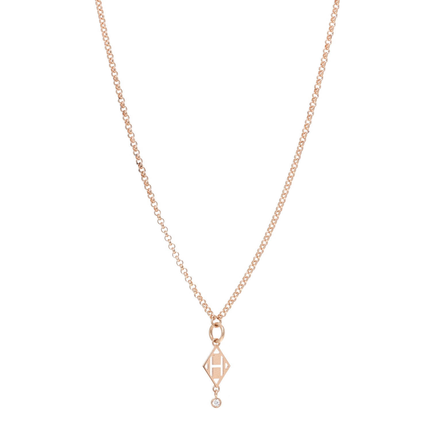 Hermes 18K Rose Gold Diamond Gambade Pendant Necklace 1 of 6