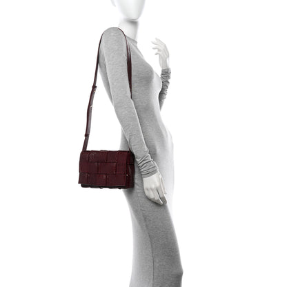 Bottega Veneta Gloss Calfskin Croc Embossed Intreccio Cassette Crossbody Bag Cherry 2 of 14